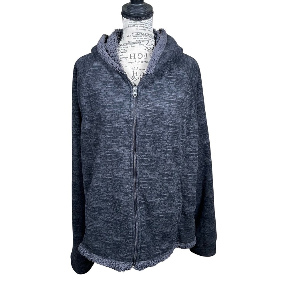 Faded Glory Men's Heathered Charcoal‎ Full-Zip Hooded Sweater